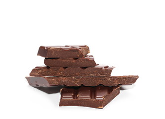 Chocolate bars isolated on white background