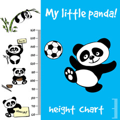 Kids height chart.Hand drawn panda