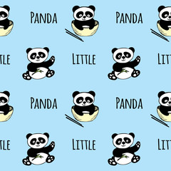 Seamless pattern with little panda,