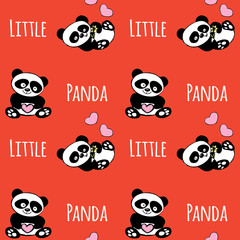 Seamless pattern with little panda,