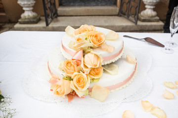 sweet wedding cake outdoor