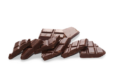 Chocolate bars isolated on white background