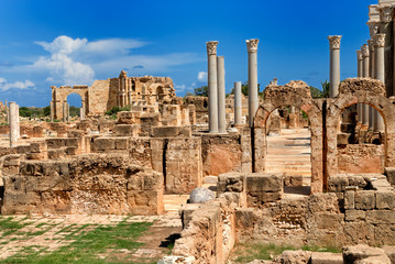 Libya Tripoli Leptis Magna Roman archaeological site Unesco World Heritage Site - obrazy, fototapety, plakaty