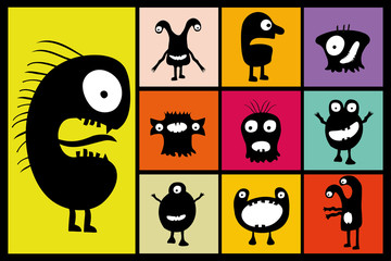 black monsters with emotions.