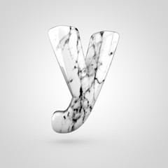 Glossy marble alphabet letter Y lowercase isolated on white background.