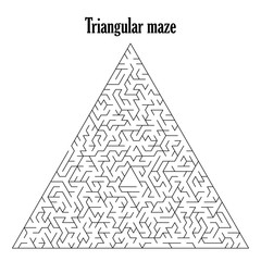 Black triangular labyrinth isolated on a white background,