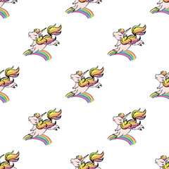  unicorn and  rainbow,horse with horn seamless pattern