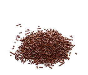 Chocolate sprinkles isolated on white background