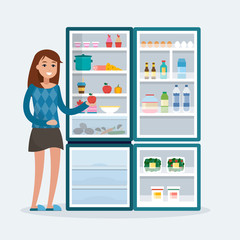 woman with fridge