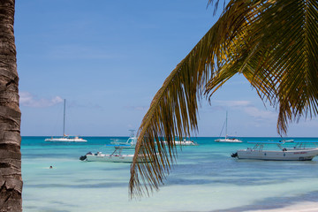 Saona Island Coastline with the boats moored up