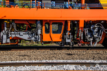 Maintenance train near new railroad track