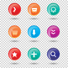 Colorful website buttons design vector illustration glossy graphic label internet template banner.