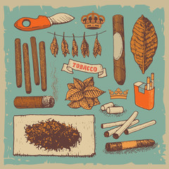 Vector illustrated tobacco products 