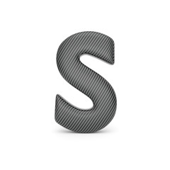 Alphabet made of Carbon fiber, letter S. 3D illustration
