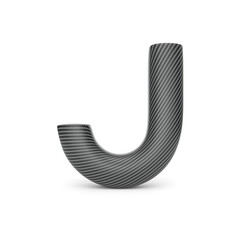 Alphabet made of Carbon fiber, letter J. 3D illustration