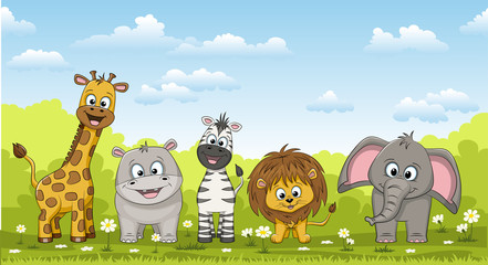 Fototapeta premium Illustration of different cute wild animals