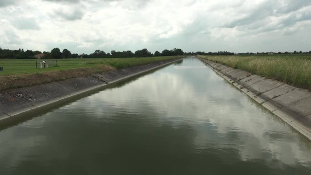 panoramic view of irrigation chanel in Italy