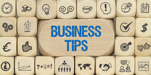 Business Tips / Würfel mit Symbole