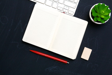 open daily, a computer and a smartphone on the desktop in the office
