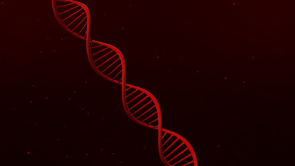 DNA structure on abstract red background 3d illustration