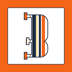 Striped colorful number three isolated on white background. Elements for kids cards or alphabets in vintage or retro style.