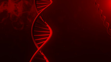 DNA isolated in red back ground 3d illustration