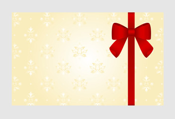 Gift certificate, Gift Card With Red Ribbon And A Bow.  Gift Voucher Template.  Vector image.