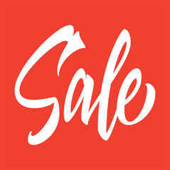Sale hand inscription on a red background.
