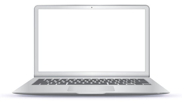 Laptop Computer With Blank Screen Isolated On White Background
