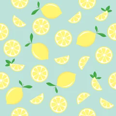 Foto op Plexiglas Citroen Naadloze patroon met citroenen. Vector.