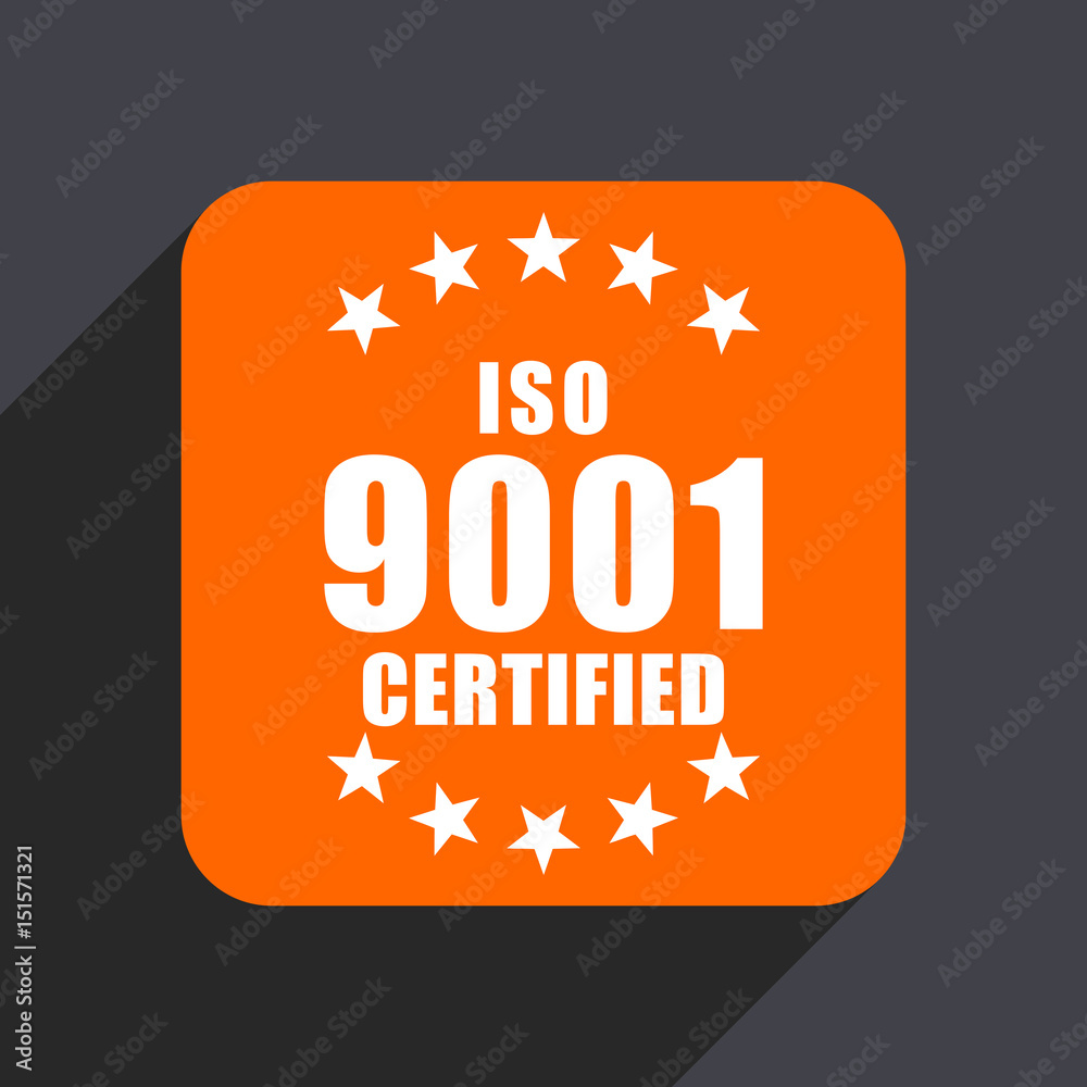 Poster iso 9001 orange flat design web icon isolated on gray background