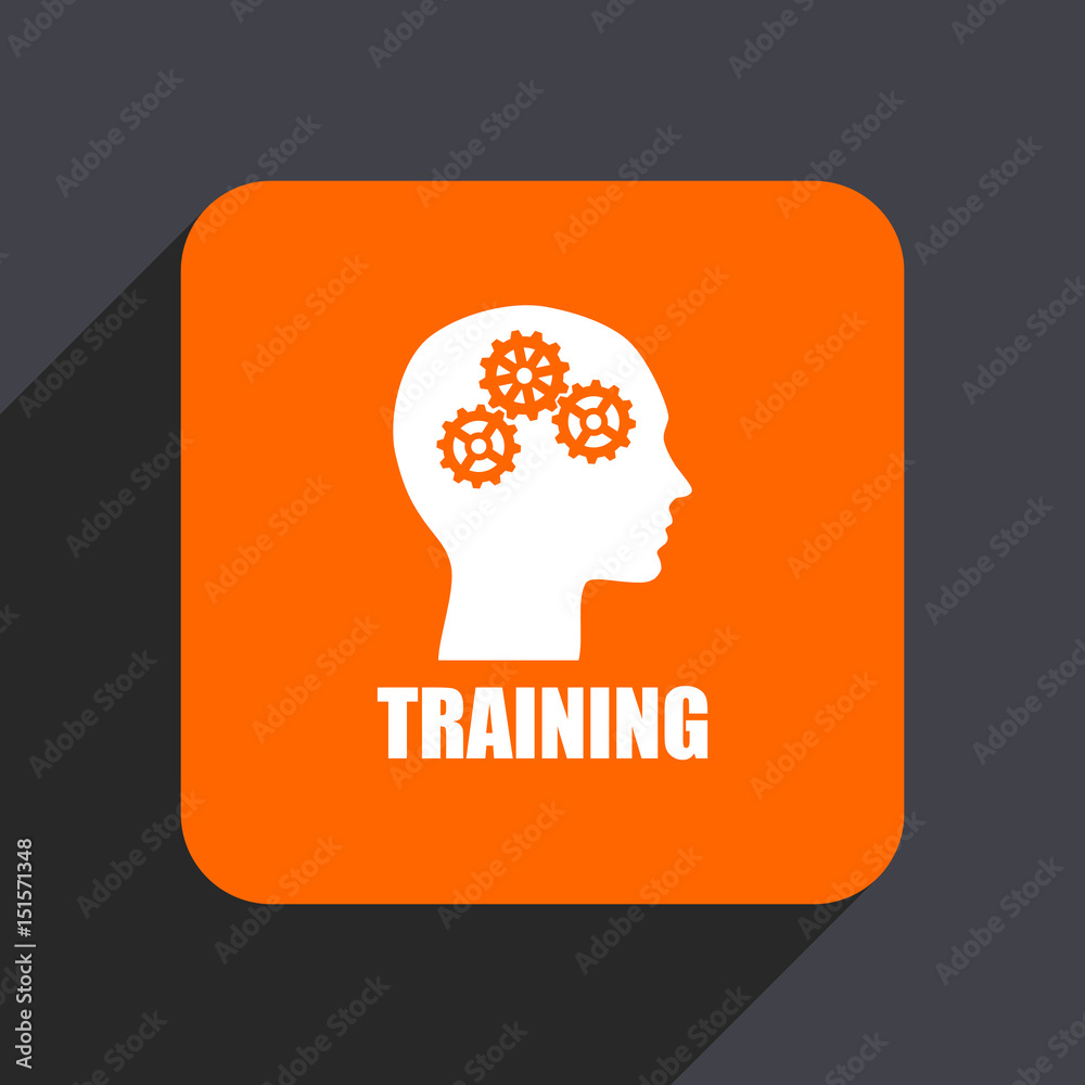 Poster training orange flat design web icon isolated on gray background