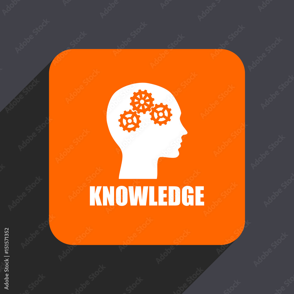 Poster Knowledge orange flat design web icon isolated on gray background