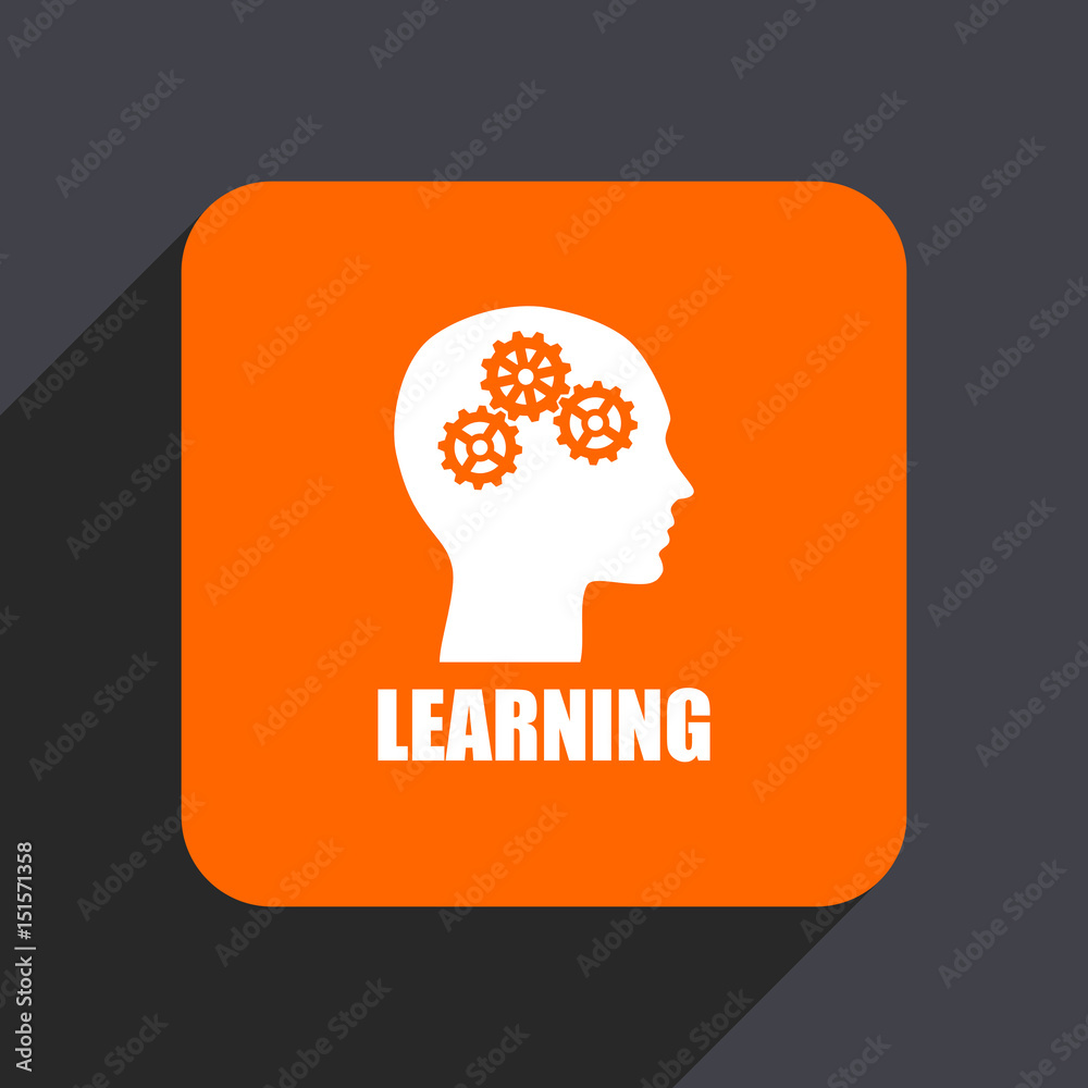 Aufkleber learning orange flat design web icon isolated on gray background