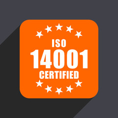 Iso 14001 orange flat design web icon isolated on gray background