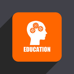 Education orange flat design web icon isolated on gray background
