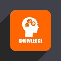 Knowledge orange flat design web icon isolated on gray background
