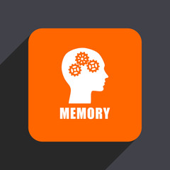 Memory orange flat design web icon isolated on gray background