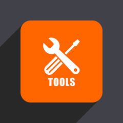 Tools orange flat design web icon isolated on gray background