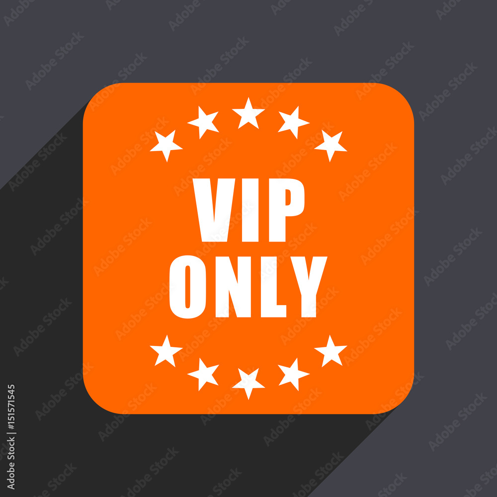 Aufkleber vip only orange flat design web icon isolated on gray background