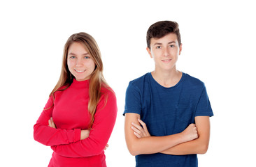 Fototapeta premium Two teenagers looking at camera