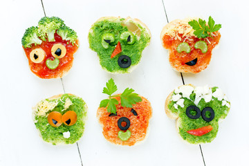 Funny faces sandwich for kids