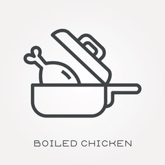 Line icon boiled chicken