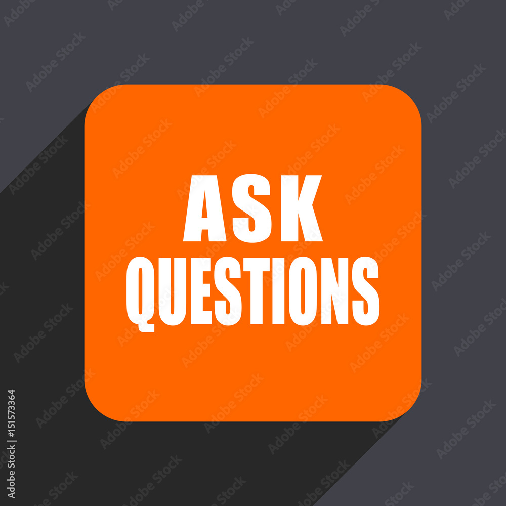 Aufkleber Ask questions orange flat design web icon isolated on gray background