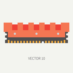 Plain flat color vector computer part icon data storage. Cartoon. Digital gaming and business office pc desktop device. Innovation gadget. Internet. Illustration and element for your design, wallpaper