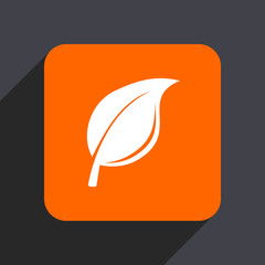 Nature orange flat design web icon isolated on gray background