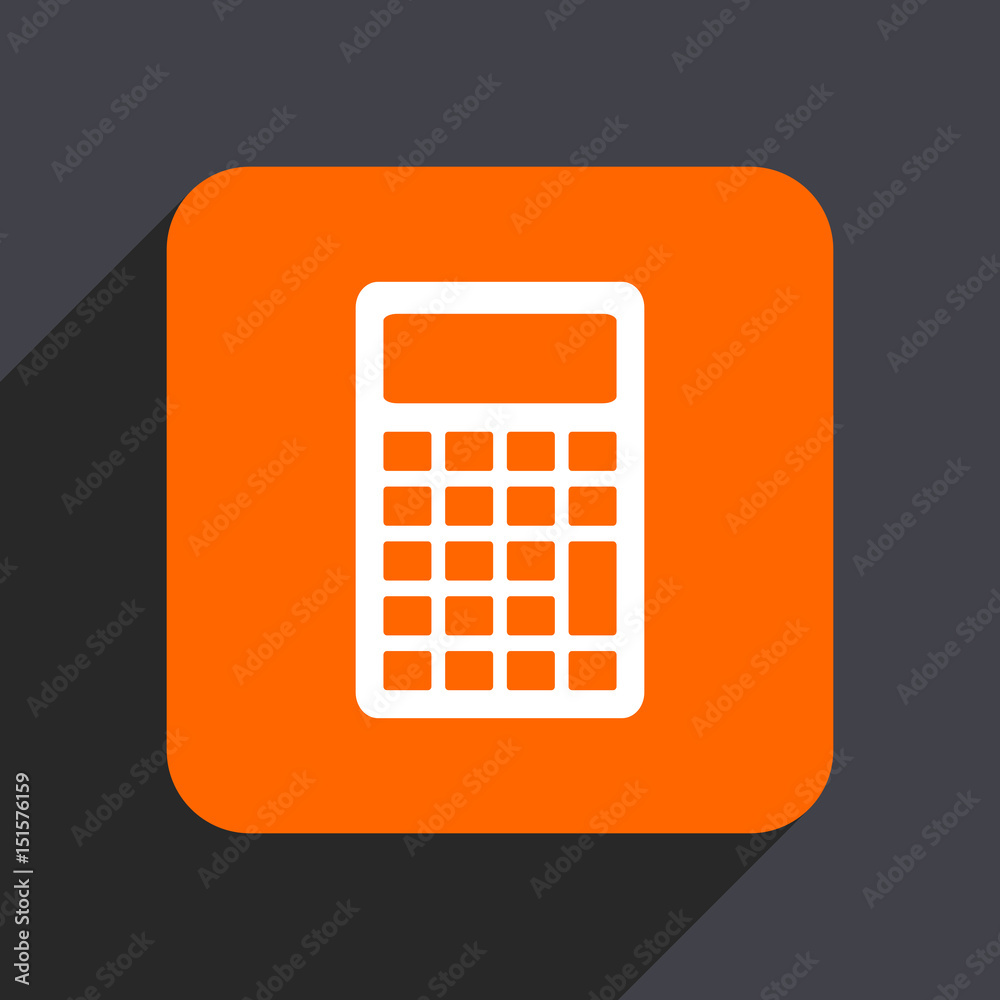 Poster calculator orange flat design web icon isolated on gray background