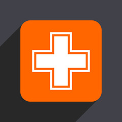 Fototapeta premium Pharmacy orange flat design web icon isolated on gray background