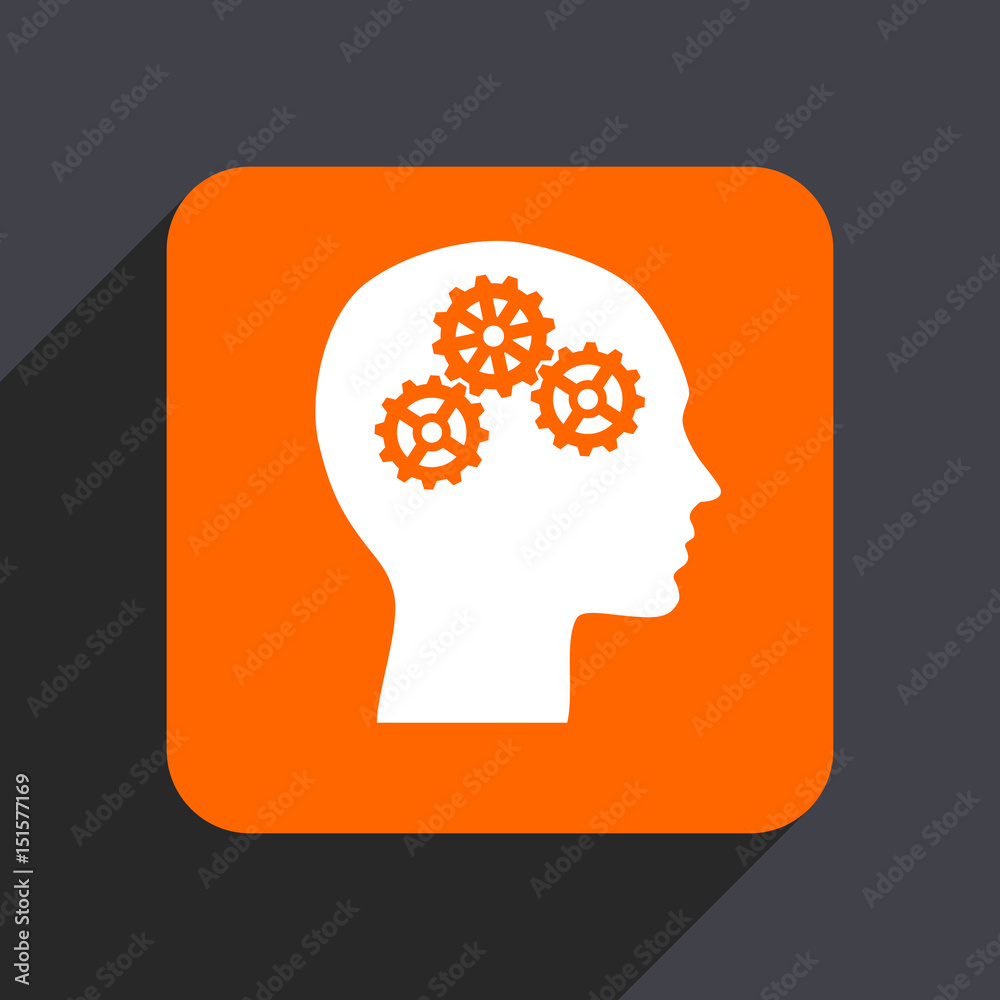Poster head orange flat design web icon isolated on gray background