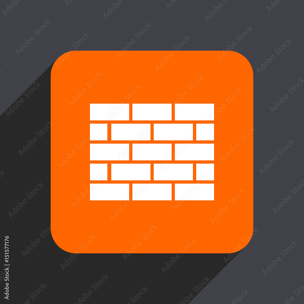 Aufkleber firewall orange flat design web icon isolated on gray background
